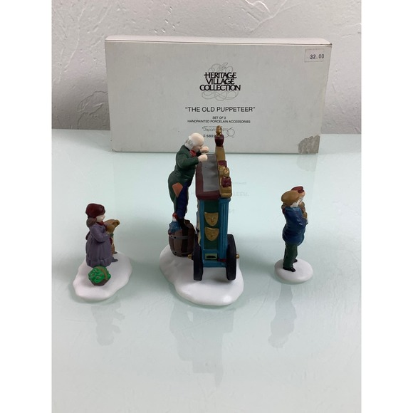 VTG Dept 56 heritage village collection The old Puppeteer 3 figurines Complete - Picture 8 of 11